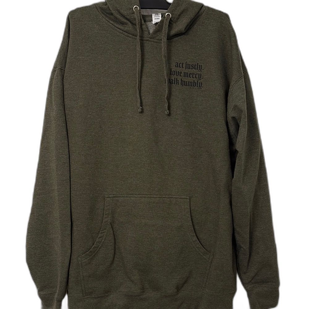 Independent Trading Green Pullover Hoodie with Ribbed Cuffs Size XL